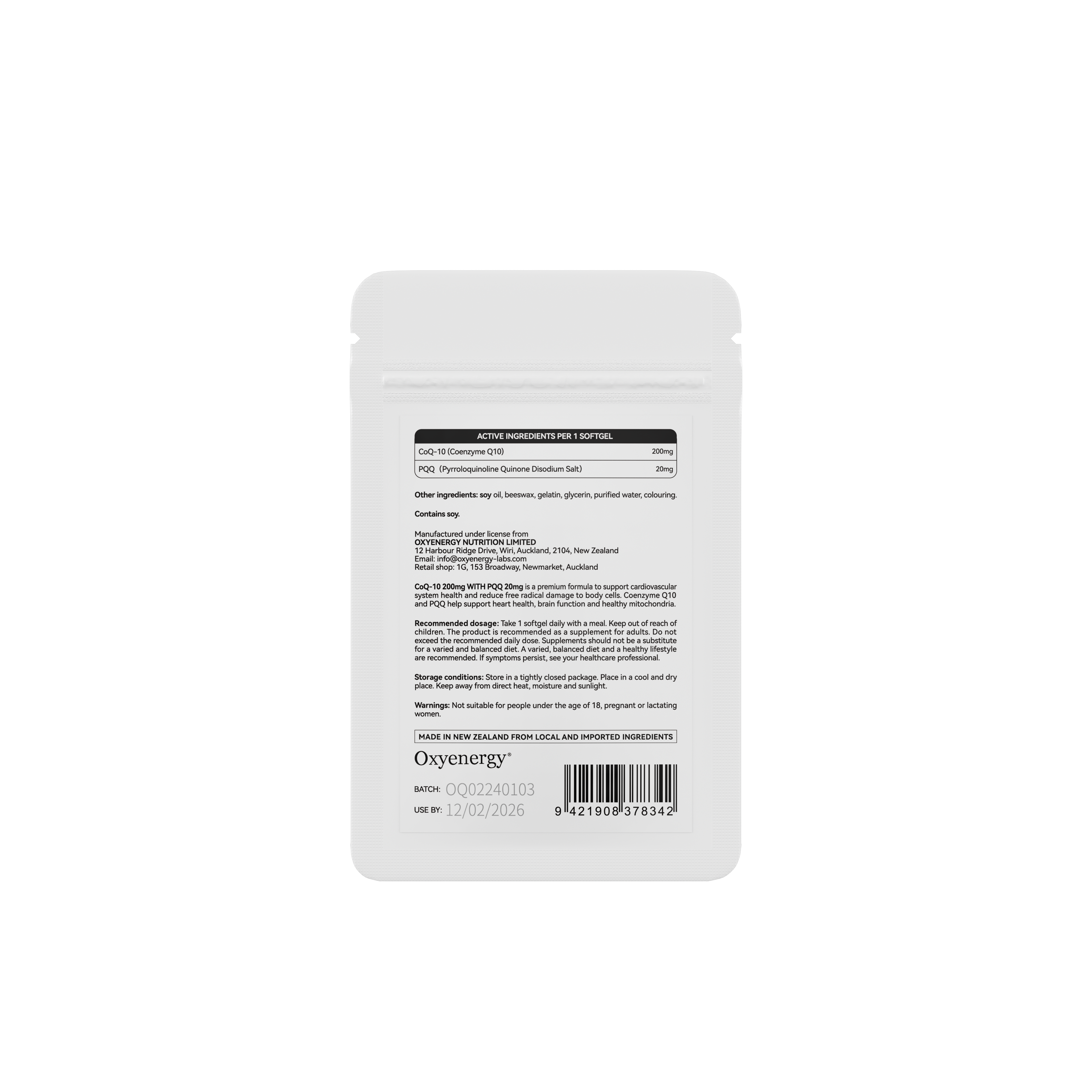 CoQ-10 200mg with PQQ 20mg Sachet - Trial Pack